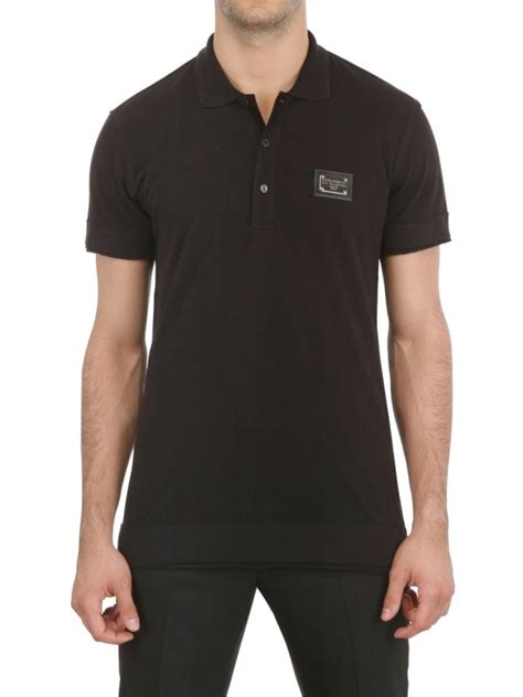 dolce gabbana black plaque polo shirt|dolce and gabbana shirt price.